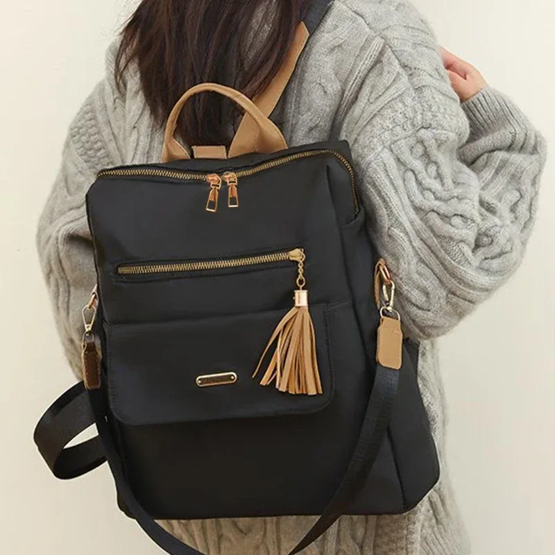 sac à dos de voyage durable à plusieurs compartiments, sac antivol en tissu souple avec fermeture éclair métallique pour usage quotidien féminin