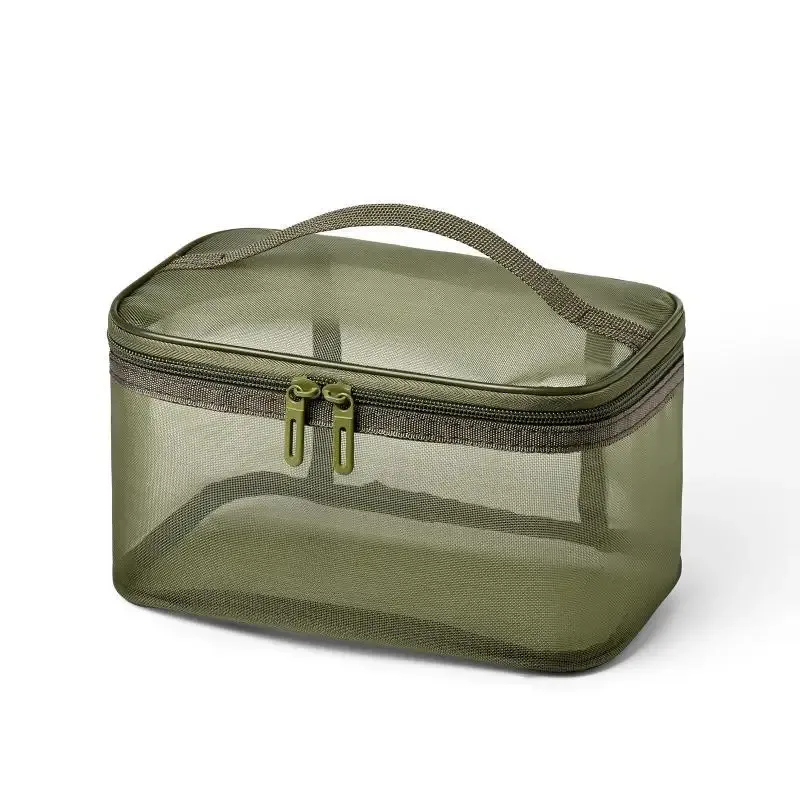 sac de voyage transparent en maille pour maquillage | organisateur de cosmétiques à grande capacité à une seule couche | pochette de rangement respirante pour produits de soin et articles de toilette