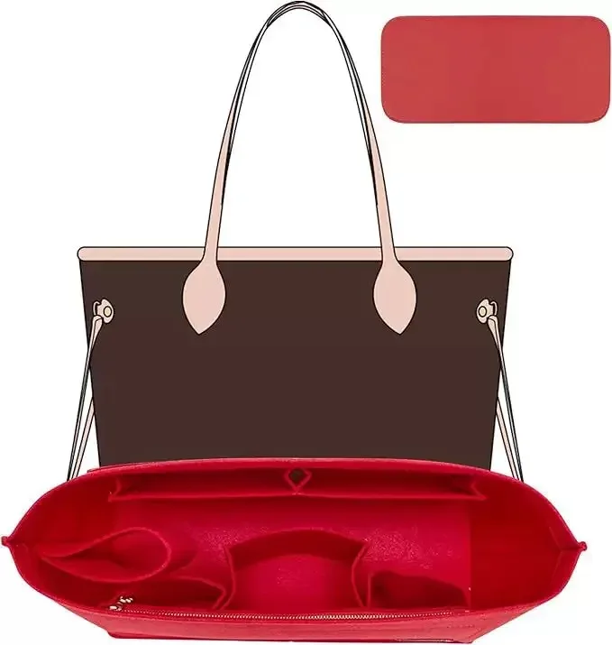 ensemble de 2 organiseurs de sac à main en feutre pour sacs à main, organiseur de sac pour sac fourre-tout lv neverfull, ensemble deux pièces
