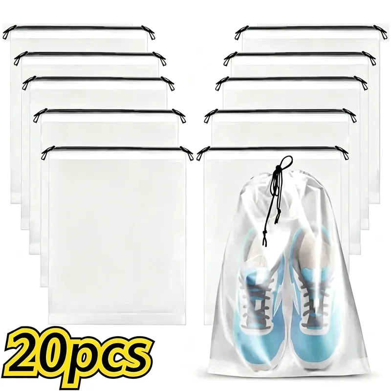 sac de rangement portable à cordon pour chaussures, sac de rangement écologique pour articles divers, sac de voyage pour maquillage, sac de rangement en plastique transparent imperméable