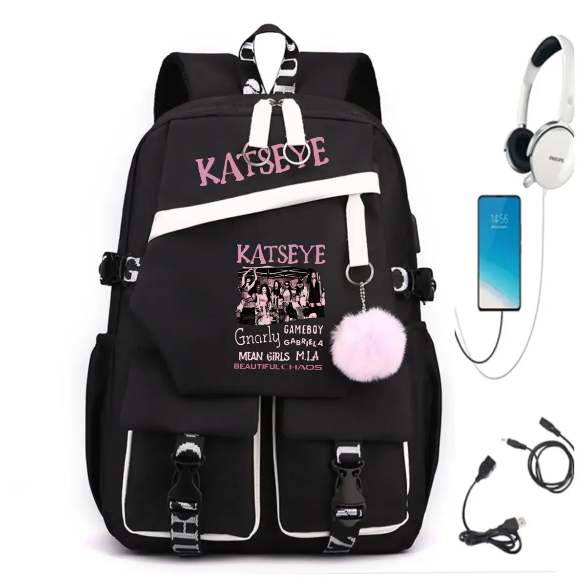 nouveau sac à dos katseye pour filles, sac à dos de loisirs pour étudiantes, sac à dos de voyage tendance coréen ulzzang, sac à dos pour ordinateur portable pour femmes