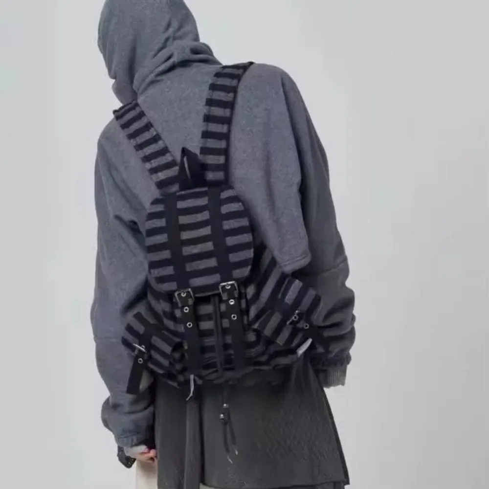 sacs à dos décontractés de style coréen unisexe, sacs à livres à rayures plates, sacs fourre-tout souples, conception de grande capacité, proximité, wstring