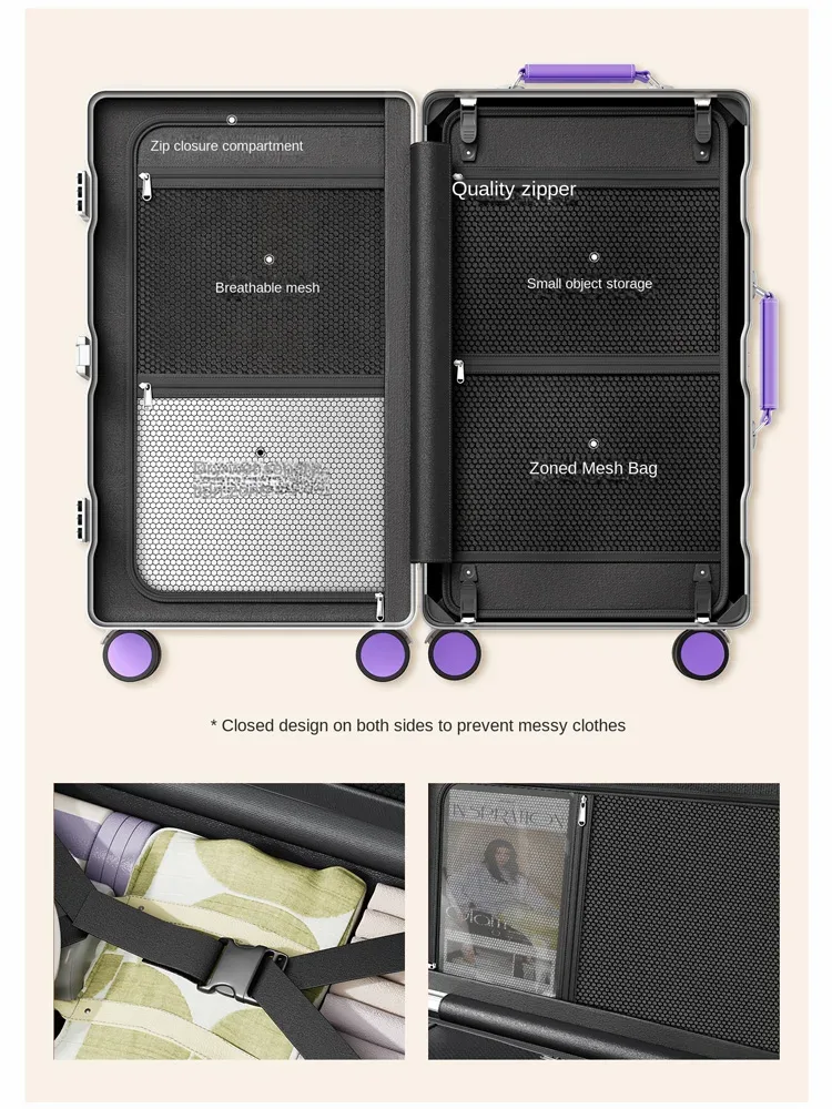 nouvelle version améliorée 3:7 valise grande capacité 28/30/32 pouces avec cadre en aluminium renforcé, valise de voyage en pc, valise à roulettes multifonctionnelle