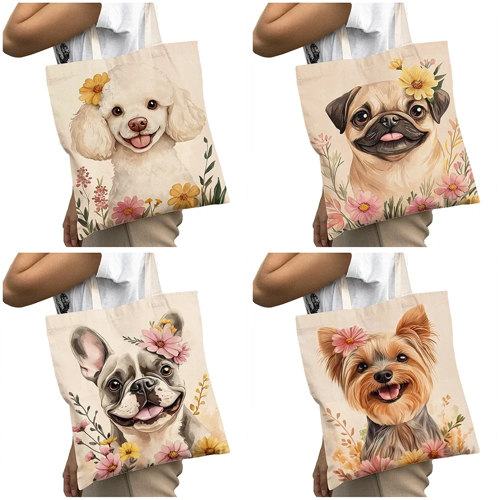 sac à main pour femme avec motif de chien mignon (corgi, golden retriever, pug), sac de shopping grande capacité, sac à bandoulière pour enfant