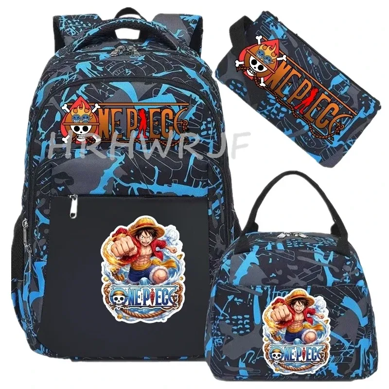 sac à dos one piece monkey d luffy camouflage, grand sac de voyage pour adolescents, sac d'école pour femmes et hommes, sac à dos décontracté pour ordinateur portable