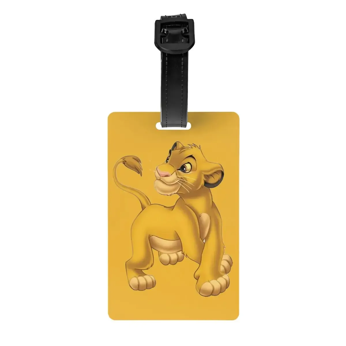 étiquette de bagage personnalisée rafiki avec carte nominative, étiquette d'identification avec couverture de confidentialité the lion cartoon k-kings pour sac de voyage et valise