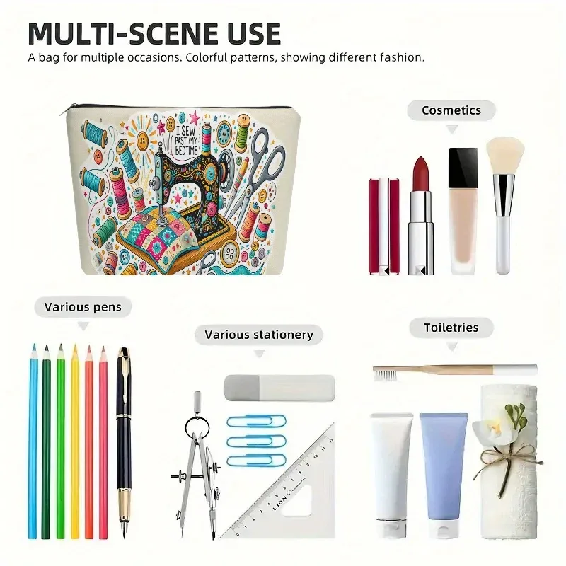 trousse de maquillage, trousse de toilette de voyage, trousse pour machine à coudre et fournitures de couture, avec fermeture éclair, en tissu durable, portable, idéale pour les voyages