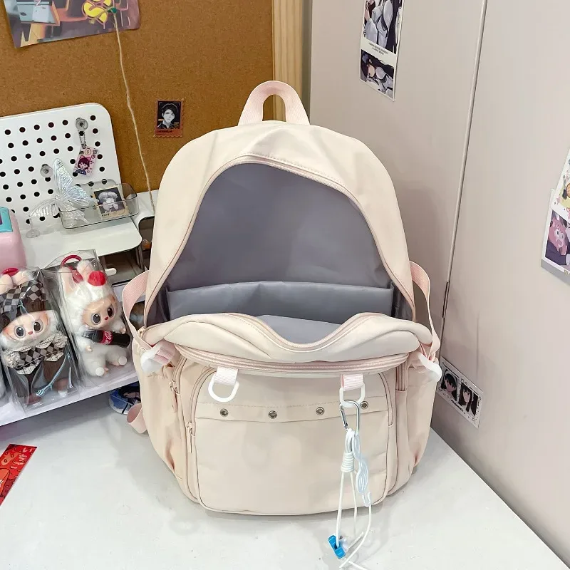 sac à dos brodé avec lettres, grande capacité, léger, respirant, cartable d'école pour étudiants, sac de voyage de loisirs, sac à dos pour fille, sac pour ordinateur portable