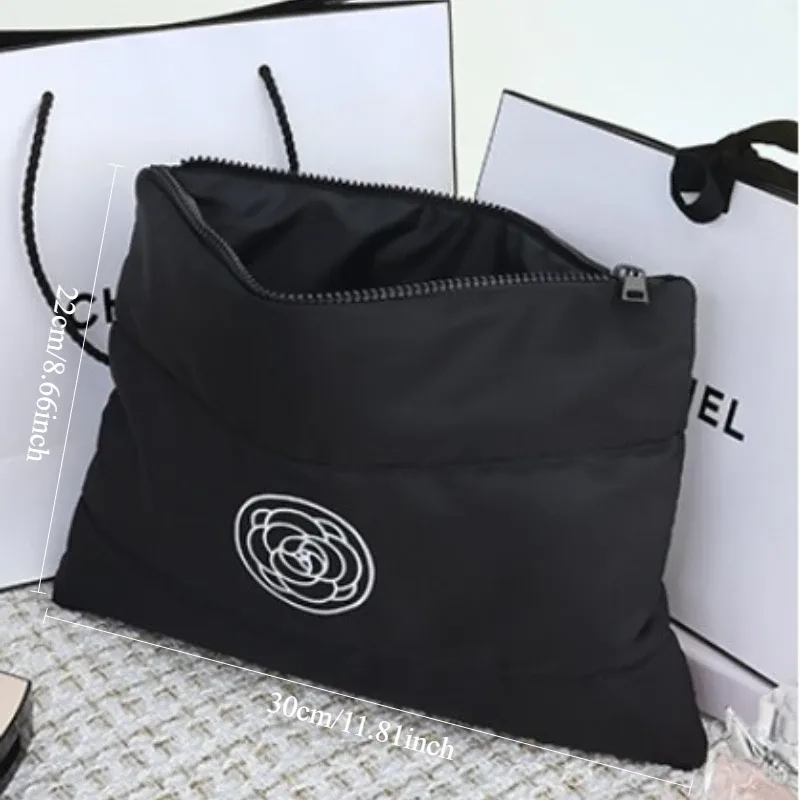 trousse de maquillage grande capacité en coton doux, organisateur de voyage portable et élégant pour femmes