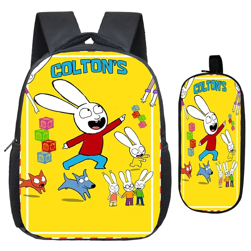 sac à dos simon super rabbit, trousse à crayons 2 pièces, sacs à dos décontractés pour garçons et filles, sac à dos personnalisé pour étudiants, sac de retour à l'école pour enfants, mochila