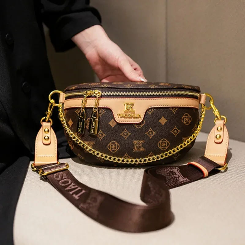 Sac de taille de luxe pour femme, style britannique, imprimé classique, sac à bandoulière polyvalent, sac de poitrine pour femme