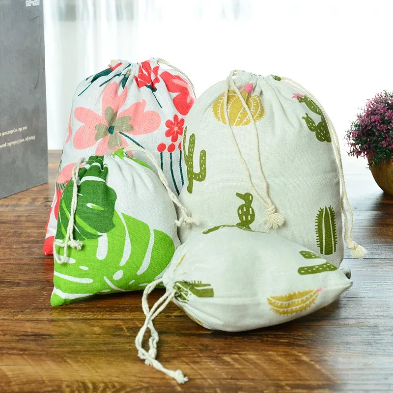 sac de voyage décontracté en coton et lin, sac à cosmétiques à cordon de serrage à faisceau simple, trousse de maquillage organisateur femmes hommes chaussures pochette de rangement