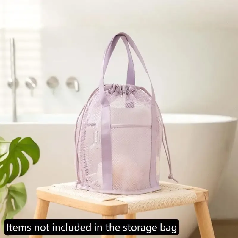 sac de voyage en nylon maillé grande capacité, organisateur de cosmétiques, sacs à cordon en maille décontractés pliables, pochette à cordon, sac de lavage pour la natation