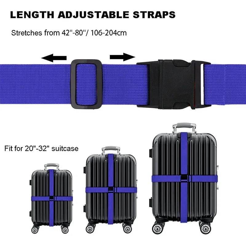 sangles de bagages réglables (4 pièces) – ceintures de valise en sangle avec boucle de sécurité pour valises de 20 à 32 pouces – accessoires de voyage