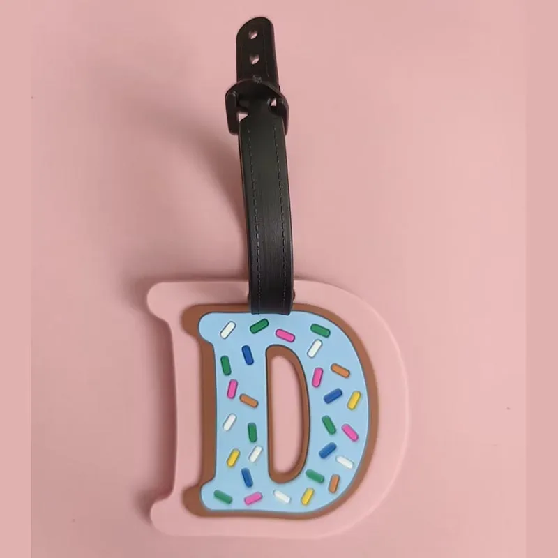 étiquette d'accessoires de voyage pour bagages, 26 lettres mignonnes, en gel de silice, support d'identification pour valise, étiquette d'embarquement pour bagages, portable, nouveauté