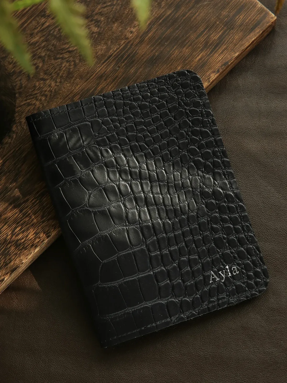 porte-passeport personnalisé avec nom, couverture de passeport personnalisée, porte-portefeuille luxueux et chic à imprimé alligator, accessoires de voyage, 1 pièce