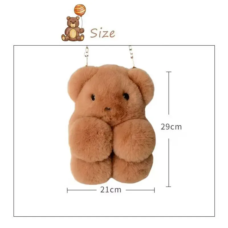 nouveau ours en peluche sac à dos à bandoulière fille sac de messager créatif mignon sac à chaîne belle moelleux fille dessin animé sac