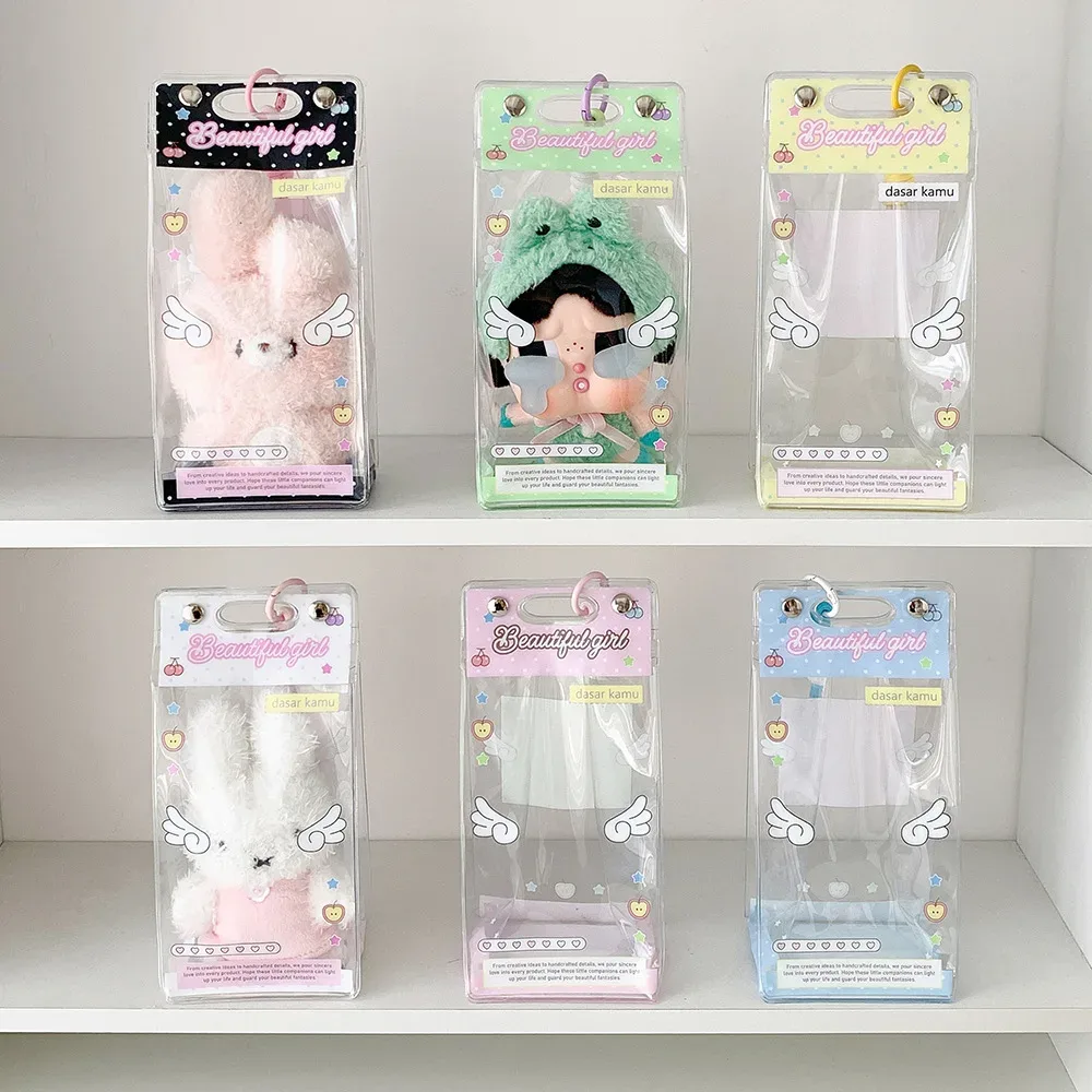 sac de rangement transparent pour poupée avec ailes d'ange, sac à bandoulière mignon pour fille, sac de présentation pour figurines décoratives, accessoires et cadeaux