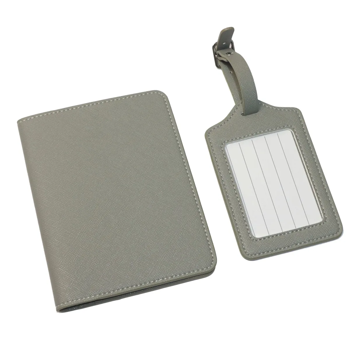 dropshipping - porte-passeport en cuir pu saffiano avec lettres initiales monogrammées gratuites et ensemble d'étiquettes de bagages - accessoires de voyage