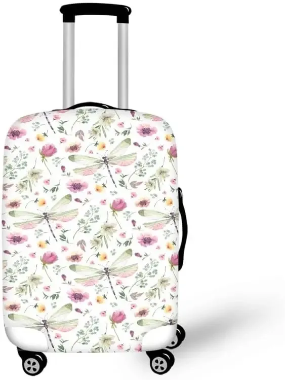 juste de valise florale libellules, d343-verde, housse de protection pour bagages, bagages de voyage, housses de bagages d'aéroport, convient à 18 "-32"
