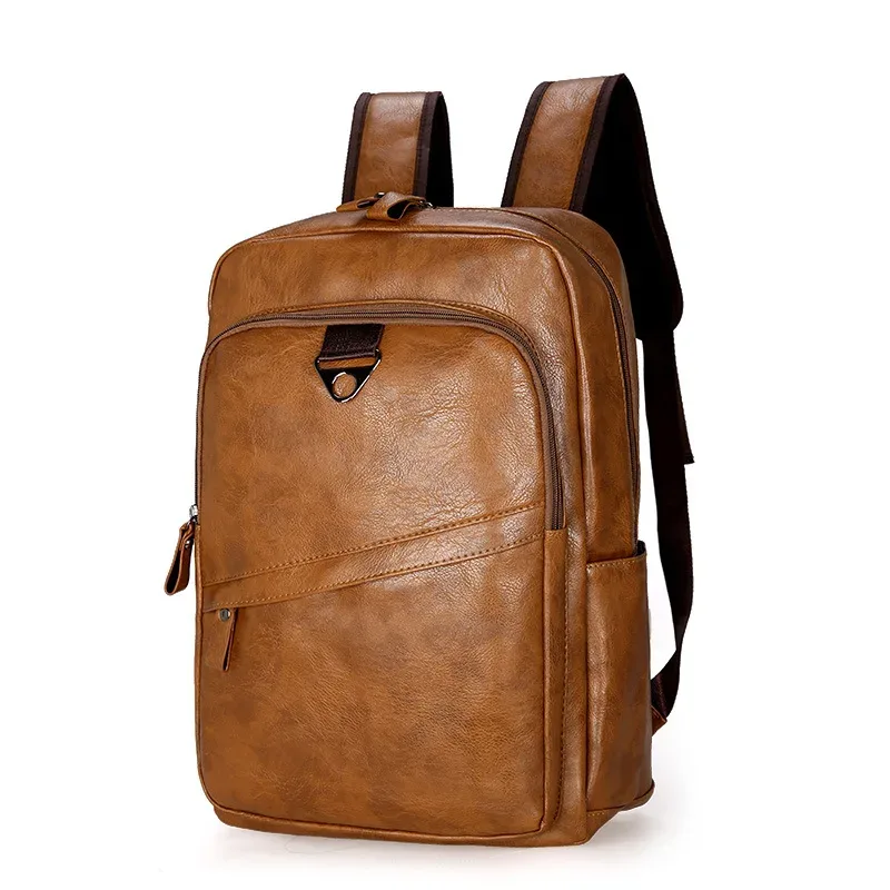 sac à dos de mode pour hommes, sac d'ordinateur en cuir pu de grande capacité, sac de voyage étanche décontracté, sac d'école étanche de grande capacité