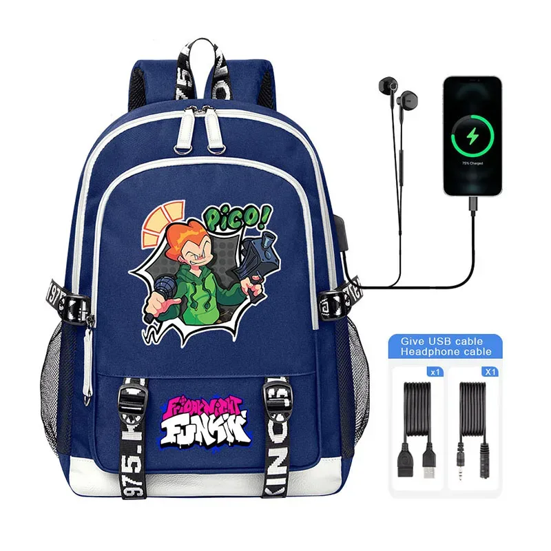 vendredi soir funkin enfants sac à dos haute qualité usb garçon fille sac d'école grande capacité hommes étudiants ordinateur portable sac à bandoulière
