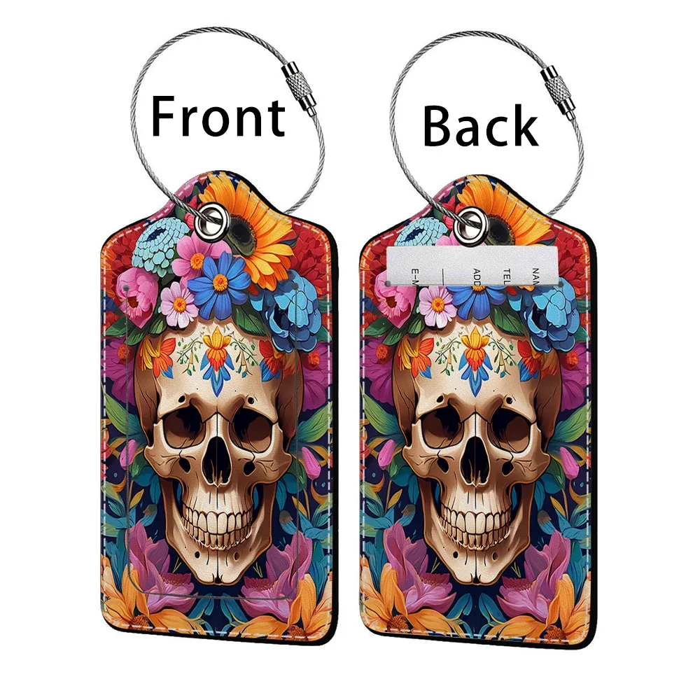 hot sale horror pattern leather business luggage tag suitcase address label luggage boarding case label name id address clip