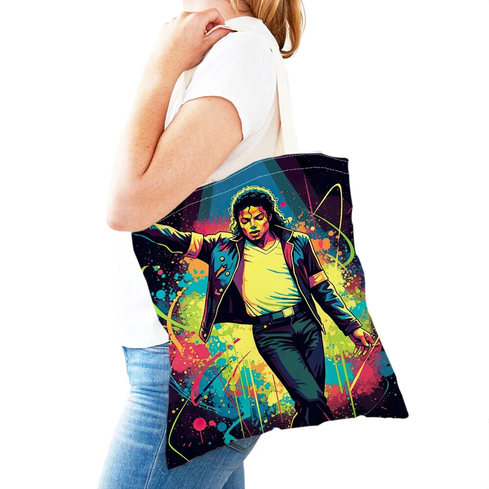 sacs à main michael jackson lady, double impression, super star, sac fourre-tout pour femme, léger, album, sac à main pour fille