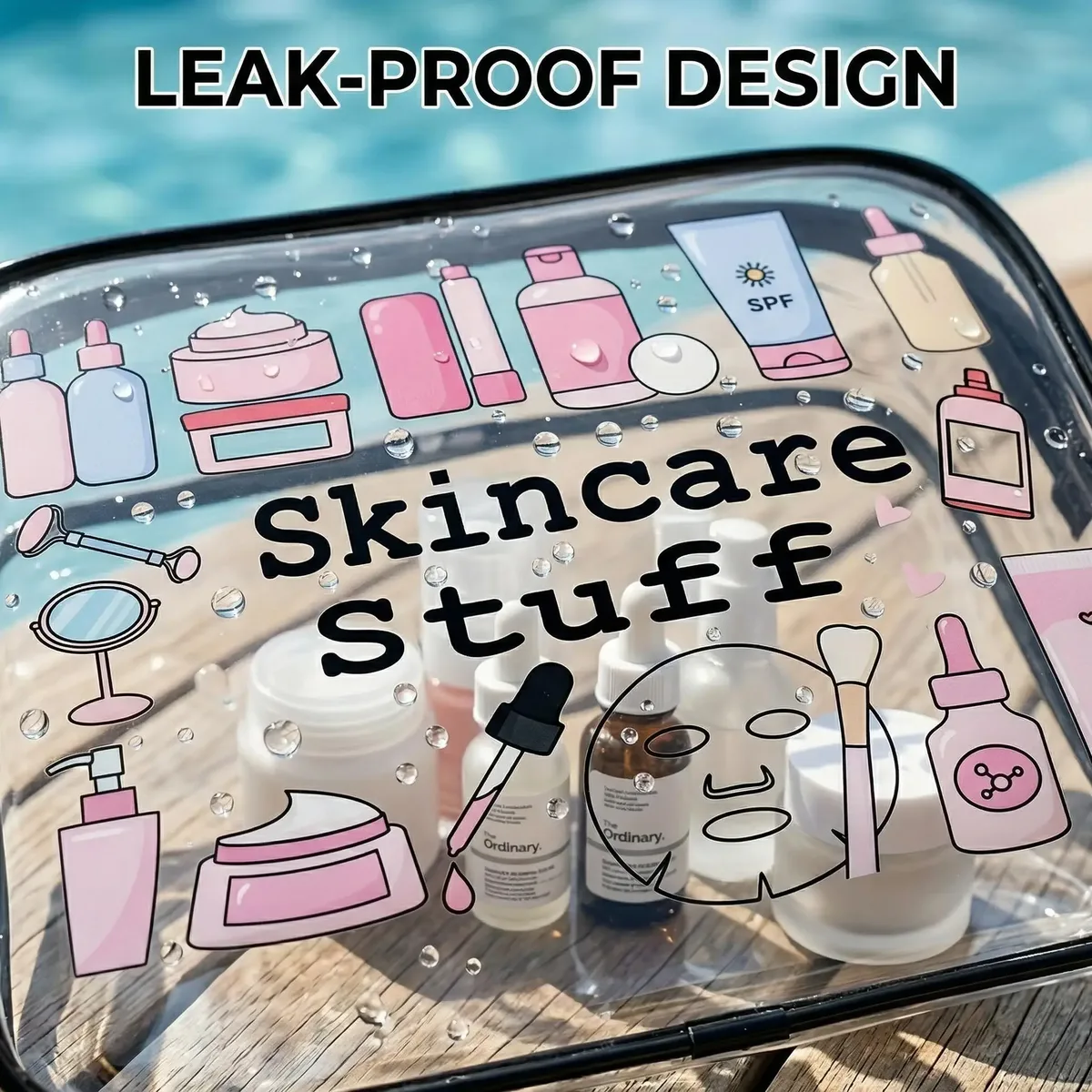 1 pièce trousse de maquillage transparente, organiseur de voyage pour produits de soin et articles de toilette, approuvée tsa, pochette cosmétique étanche pour femme