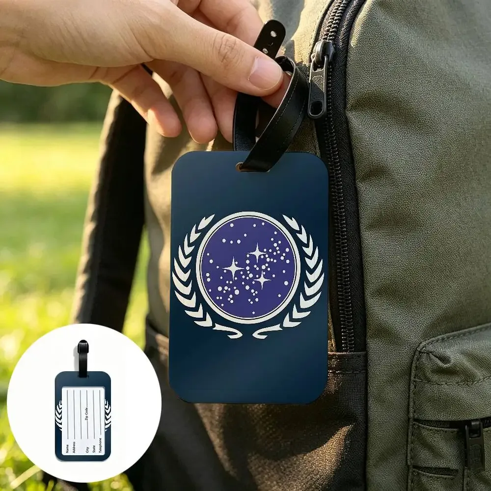 étiquette d'identification de bagage anti-perte en pvc avec logo star t-treks, porte-carte d'informations amovible, étiquette de bagage de voyage