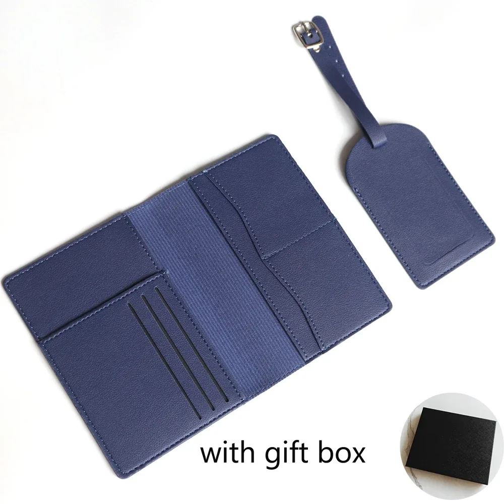 porte-passeport avec initiales personnalisées, ensemble d'étiquettes de valise de luxe, nom personnalisé, logo, cadeau, ensemble d'accessoires de voyage légers avec boîte