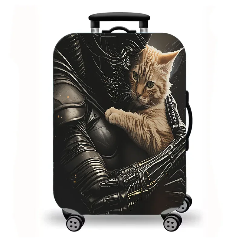 housse de bagage, housse de protection extensible pour valise avec imprimé fantaisie de chat de nuit étoilée, housse de bagage de voyage lavable et anti-rayures