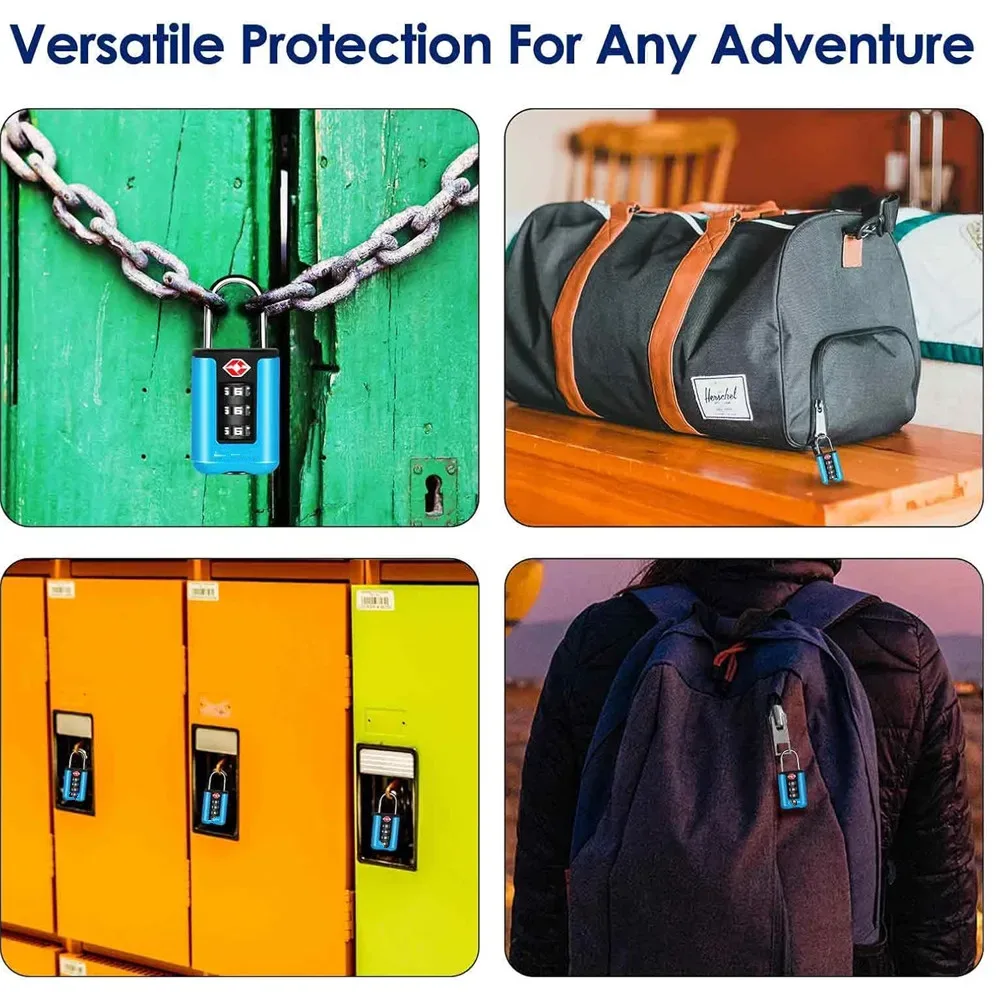 cadenas à combinaison à 3 chiffres approuvé par la tsa, corps en plastique léger et durable avec cylindre en zinc – serrure sécurisée pour bagages de voyage
