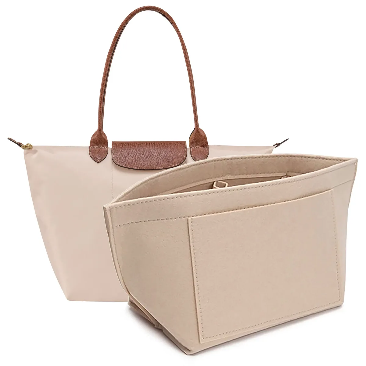 sac d'insertion en feutre pour sac à main longchamp, organisateur de sac en tissu feutré, support de maquillage, sac de voyage portable