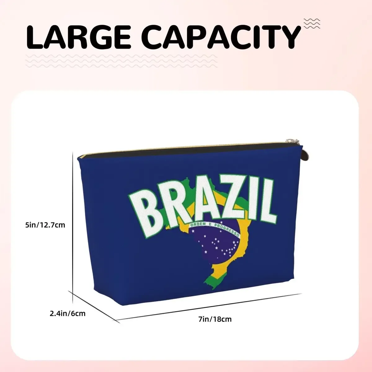 drapeau national du brésil (4) sac à cosmétiques pour femmes, pochette de rangement de maquillage de voyage, boîte de rangement de toilette, kit dopp