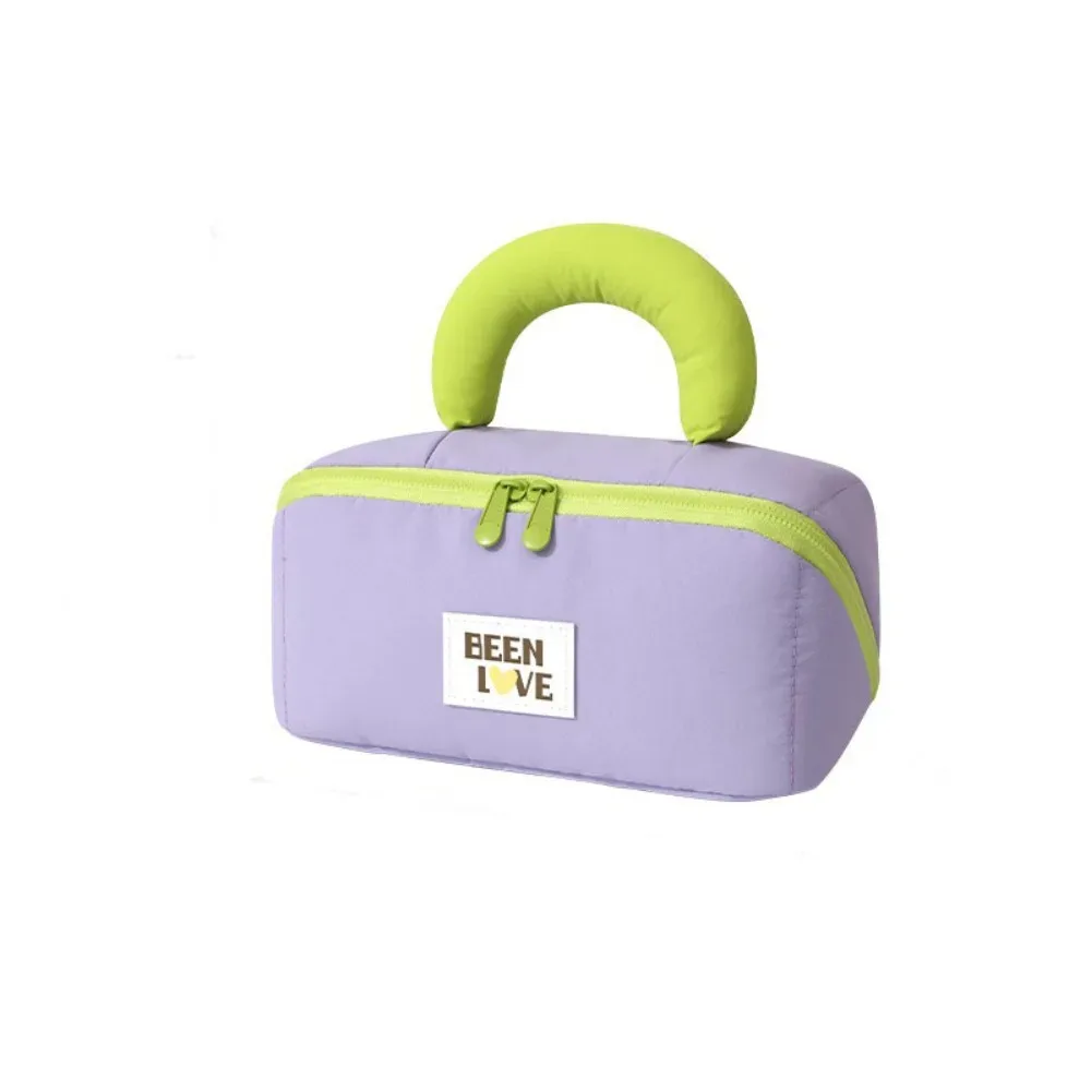 sac de rangement grande capacité en coton doux, anti-éclaboussures, avec double fermeture éclair, sac de maquillage portable à compartiments