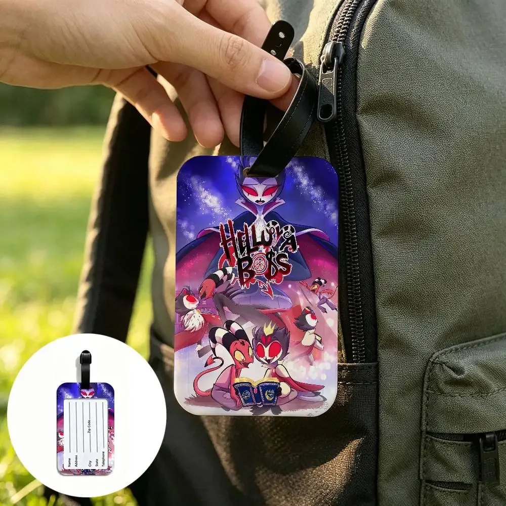 h-hazbin-hotel demonic-edgy – étui pour cartes d'information imperméable en pvc, étiquette de bagage, identificateur anti-perte pour valise et sac à main