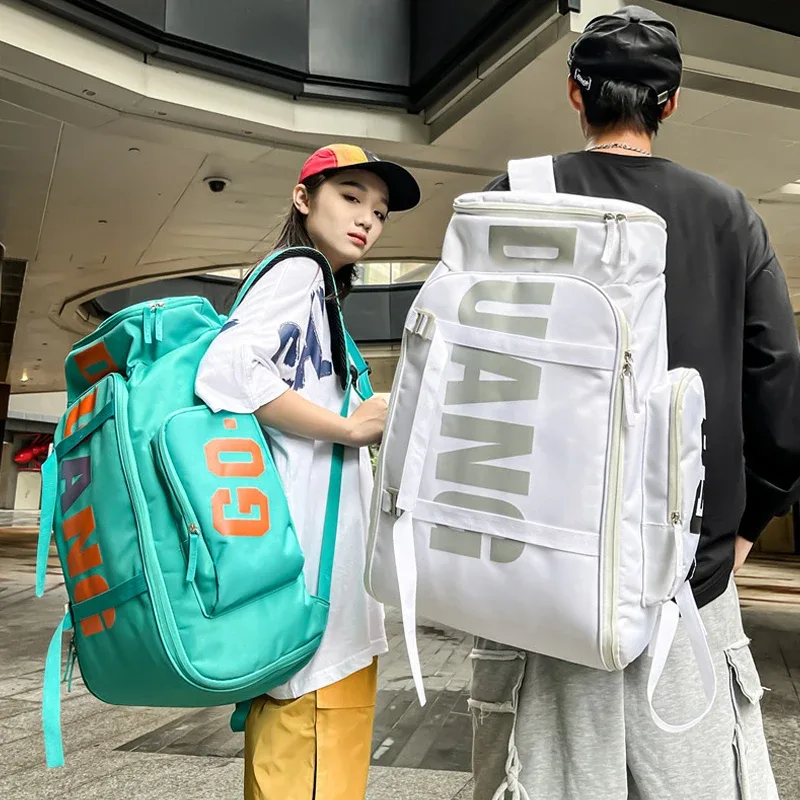 sac à dos de voyage avec lettres de mode, grande capacité, étanche, sac de sport, de sport, multifonctionnel, pour l'extérieur, sacs d'école secs et humides