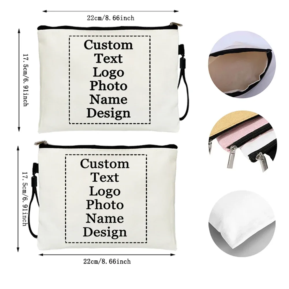 sacs de rangement pour maquillage personnalisés avec logo/photo, sacs cosmétiques et de toilette, pochettes de maquillage, cadeau pour étudiants et mariées