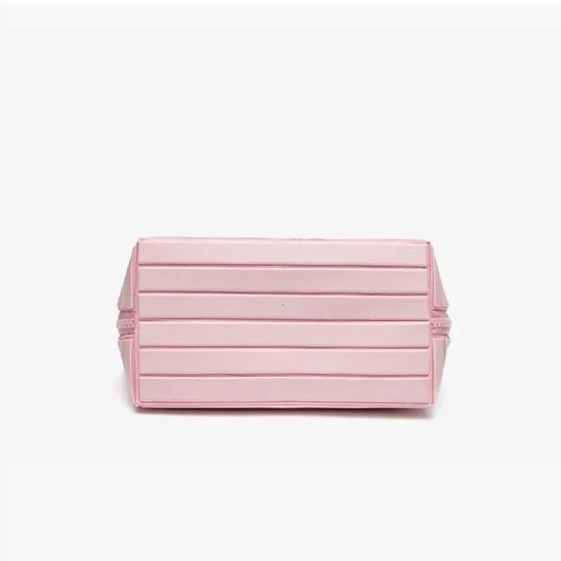sac de rangement en pvc rayé, grande capacité, pochette de rangement pour articles de toilette de voyage en plein air, sac à cosmétiques de voyage portable, 1 pièce