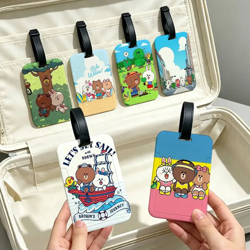 l-line animation friends étiquette de bagage universelle en pvc anti-perte avec carte d'information pour valise et sac à dos