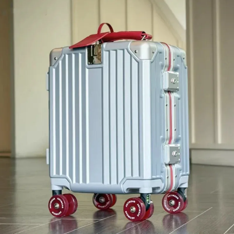 valise à roulettes légère de 14 pouces avec serrure tsa, cadre en aluminium, bagage à main, pas besoin de s'enregistrer à la compagnie aérienne