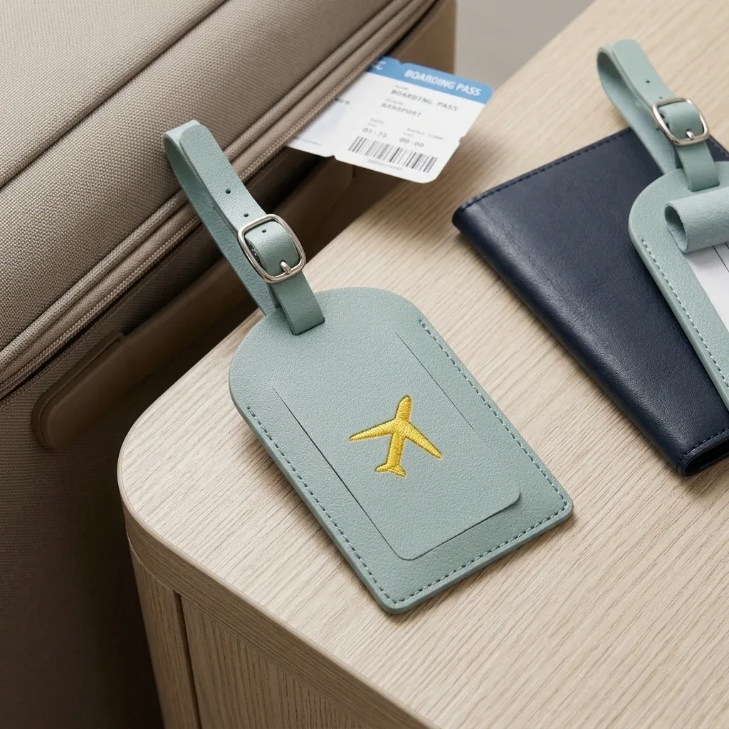 ensemble porte-passeport et étiquette de bagage en cuir pu avec blocage rfid, organiseur de documents de voyage pour les voyages d'affaires et de vacances