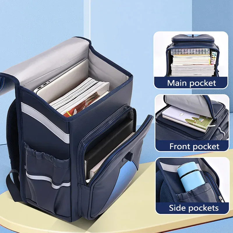 cartable japonais pour élèves du primaire, sac à dos de luxe pour enfants, sac de livre à rabat en pu, cartables de grande capacité, sac à dos d'école étanche