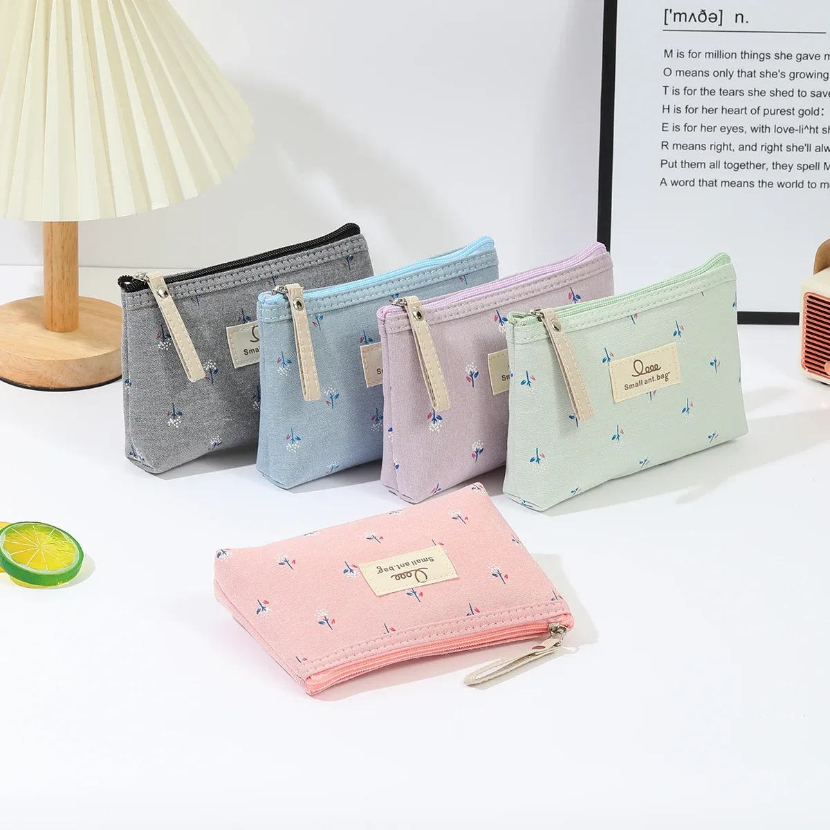 trousse de maquillage en toile style instagram imprimée, trousse à crayons portable pour femme, trousse de voyage pour étudiants, sac de rangement pour articles de toilette