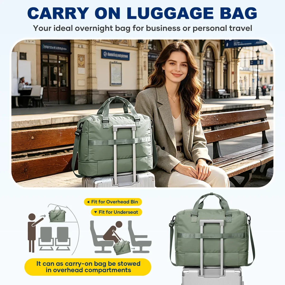 grand sac de voyage, sac de nuit à emporter avec compartiment à chaussures, sacs de week-end pour femmes pour les voyages, les affaires, le sport, l'hôpital