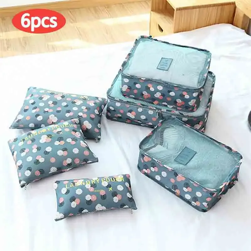 6 pièces ensemble de sacs de rangement de voyage pour vêtements organisateur bien rangé armoire valise pochett