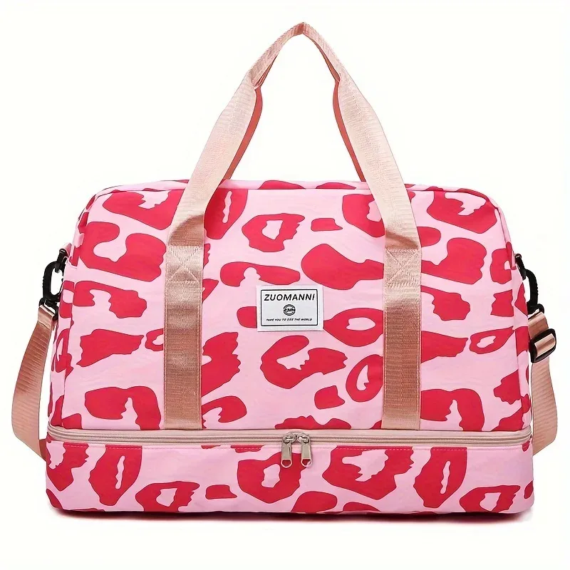 sac de voyage en nylon de grande capacité avec imprimé animal, sac de sport et de gym, sac de week-end portable pour femmes, sac de nuit.