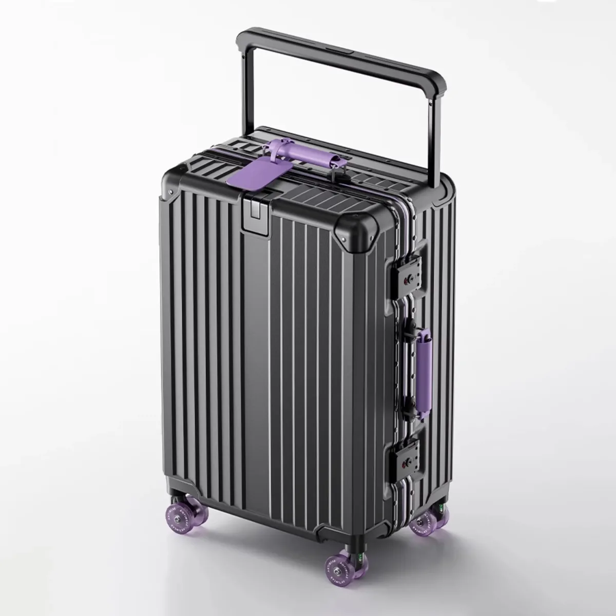 valise de chariot d'équilibre de voyage à guidon large avec roues silencieuses colorées serrure tsa bagage roulant matériau pc de grande capacité