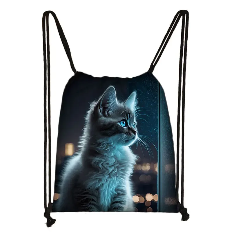 sac à dos imprimé chaton mignon pour femmes, sacs à cordon de serrage chat siamois, sac à bandoulière décontracté pour adolescents, sacs à livres de voyage, porte-chaussures